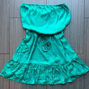RB Couture Green Strapless Tie Waist Romper